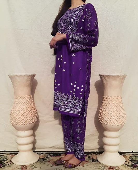 Chunri Print 2pc Stitched Suit Printed Dress Shirt And Trouser