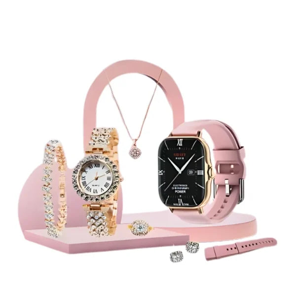 Best Smartwatch for Girls – A58 Plus with Jewelry Set (6-in-1)
