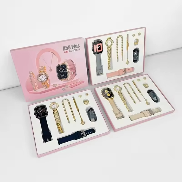 Best Smartwatch for Girls – A58 Plus with Jewelry Set (6-in-1)